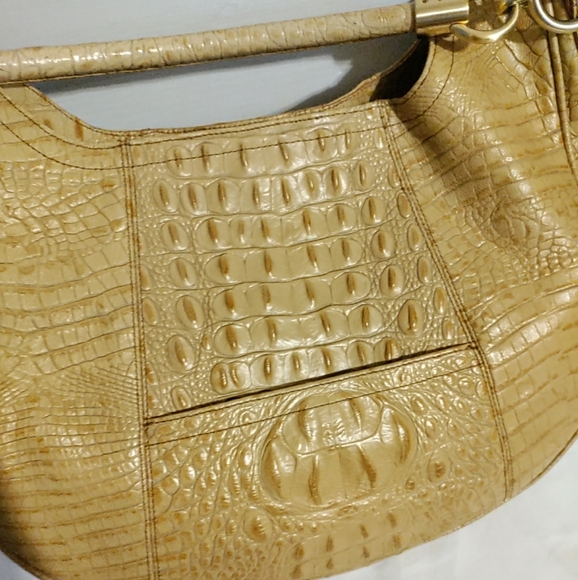 BRAHMIN Carmela Melbourne Hobo Shoulder Bag Croc-Embossed Leather Honey Caramel - Picture 9 of 13